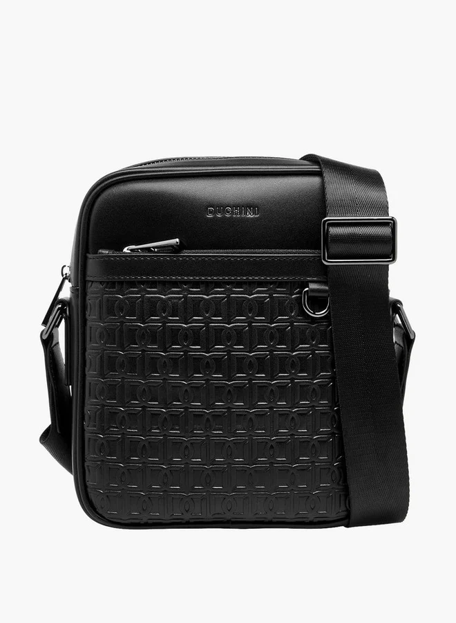 DUCHINI Men Monogram Textured Crossbody Bag